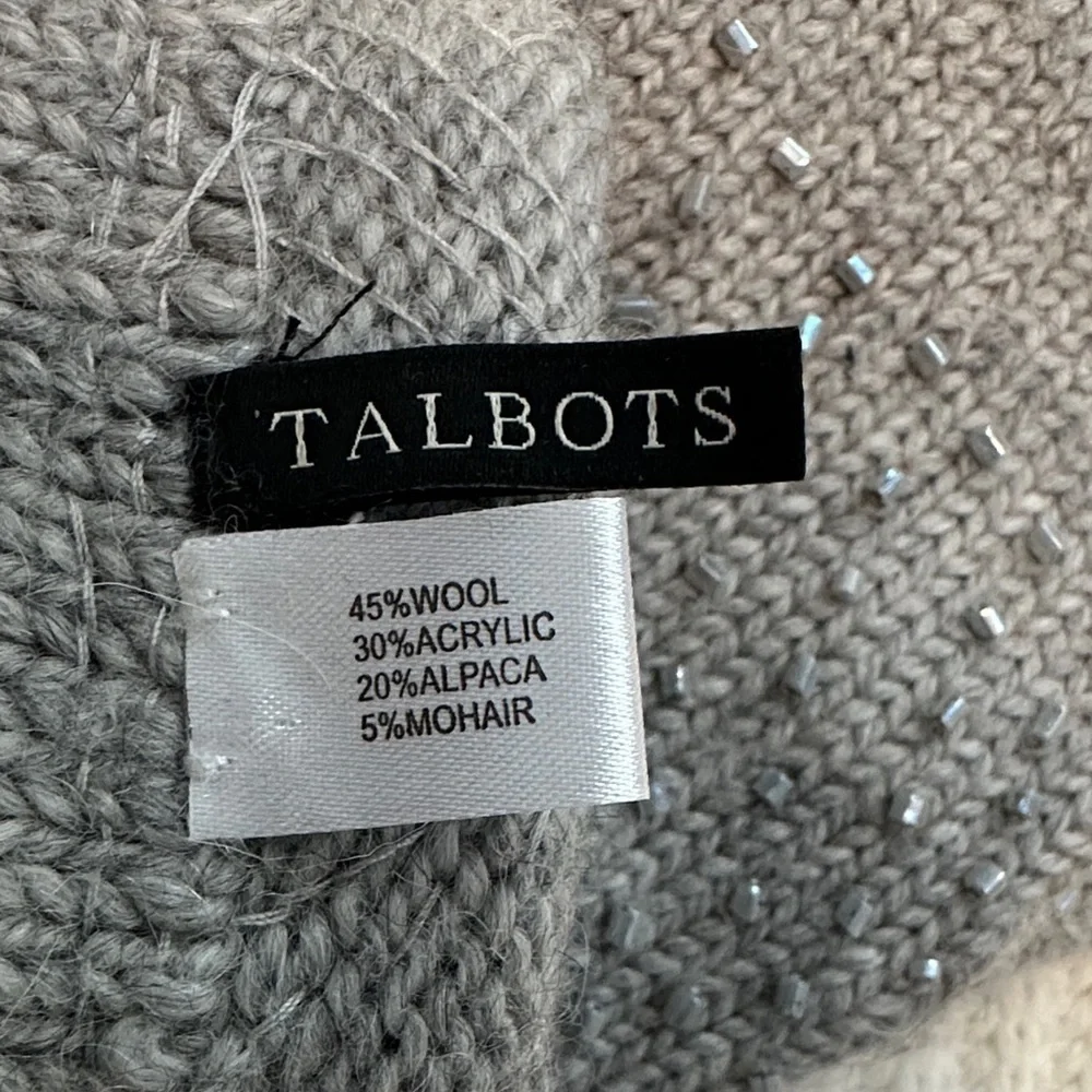Talbots Gray Rhinestone Knit Gloves, Holiday Gift, NWT